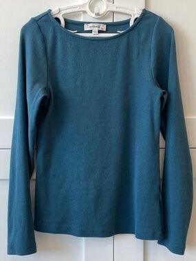 EUC Kettlewell Rib Boat Neck in Grey Teal XS